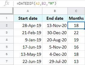 Hướng dẫn cách sử dụng hàm DATEDIF trong Google Sheets